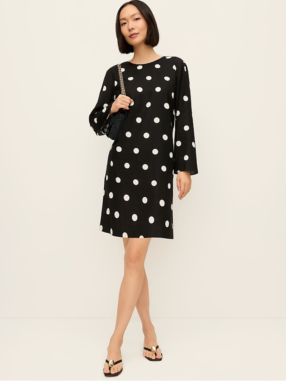 Ann Taylor Dotted Linen Blend Shift Dress